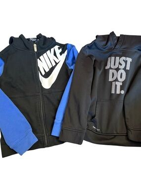 Nike Youth Hoodie Bundle Size 7 Dri-FIT Zip Up Sweatshirts Lot of 2